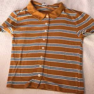 Garage striped button up collar top